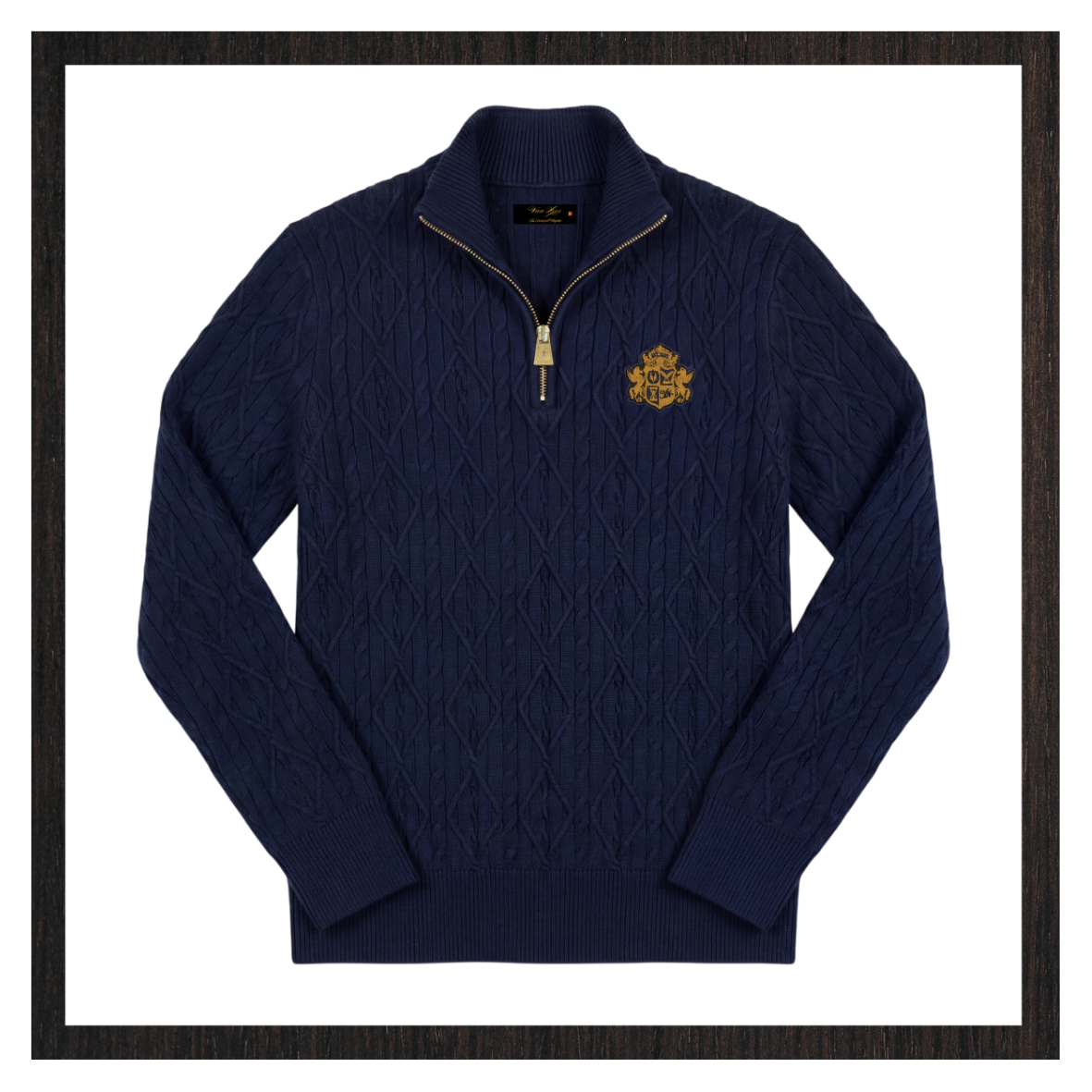 Diamond Cable-Knit Quarter Zip Jumper