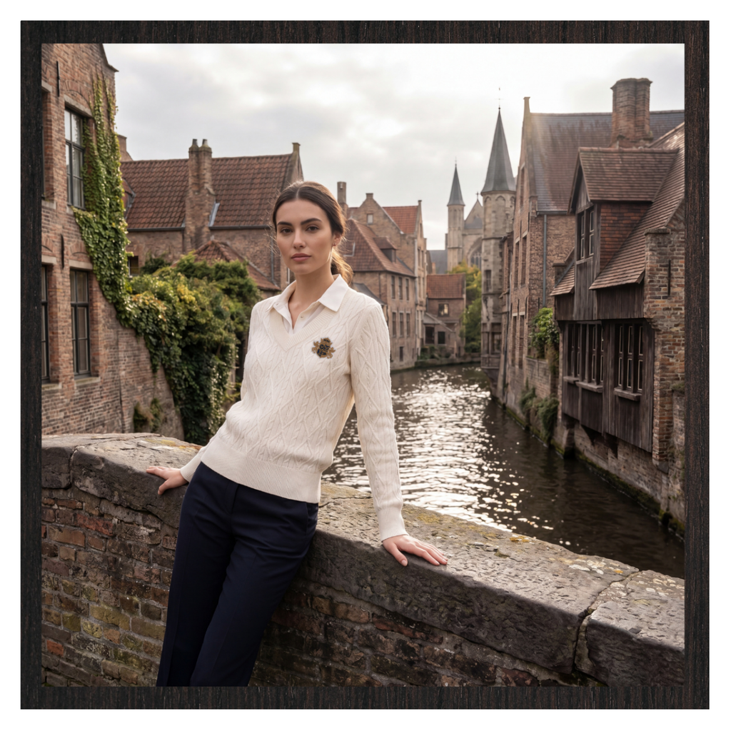 Diamond Cable-Knit V-Neck Jumper