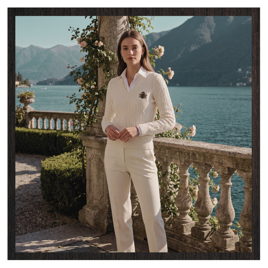 Diamond Cable-Knit V-Neck Jumper