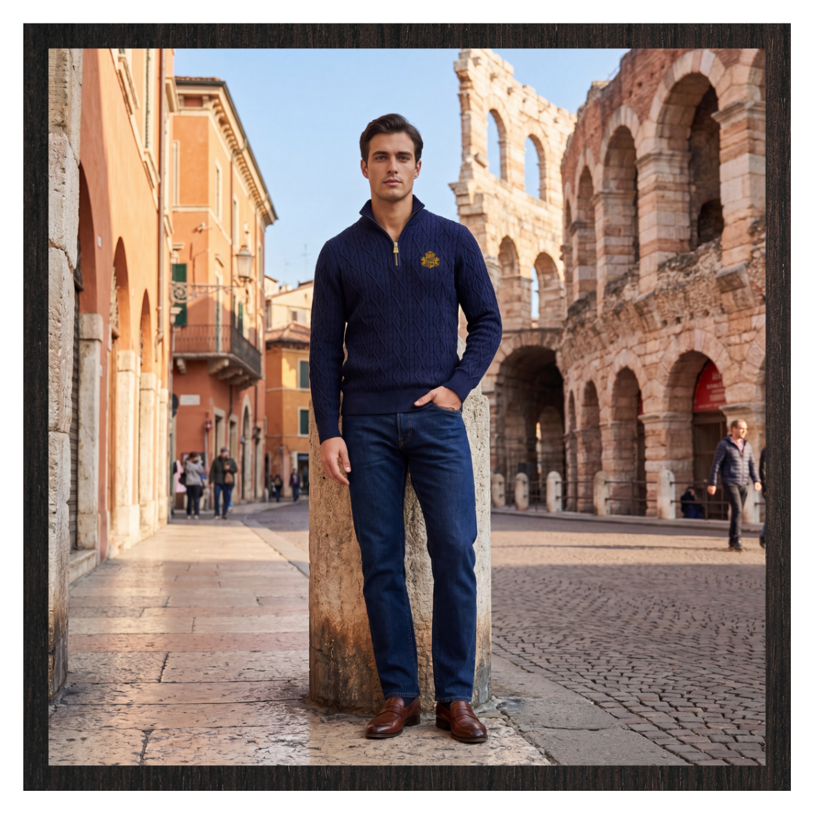 Diamond Cable-Knit Quarter Zip Jumper