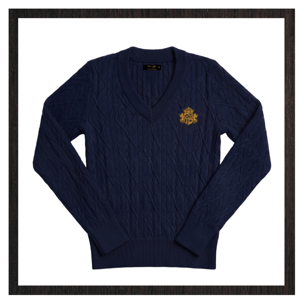 Diamond Cable-Knit V-Neck Jumper