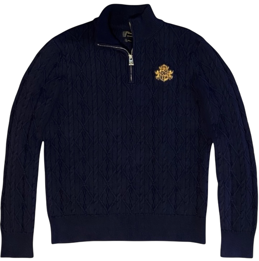 Diamond Cable-Knit Quarter Zip