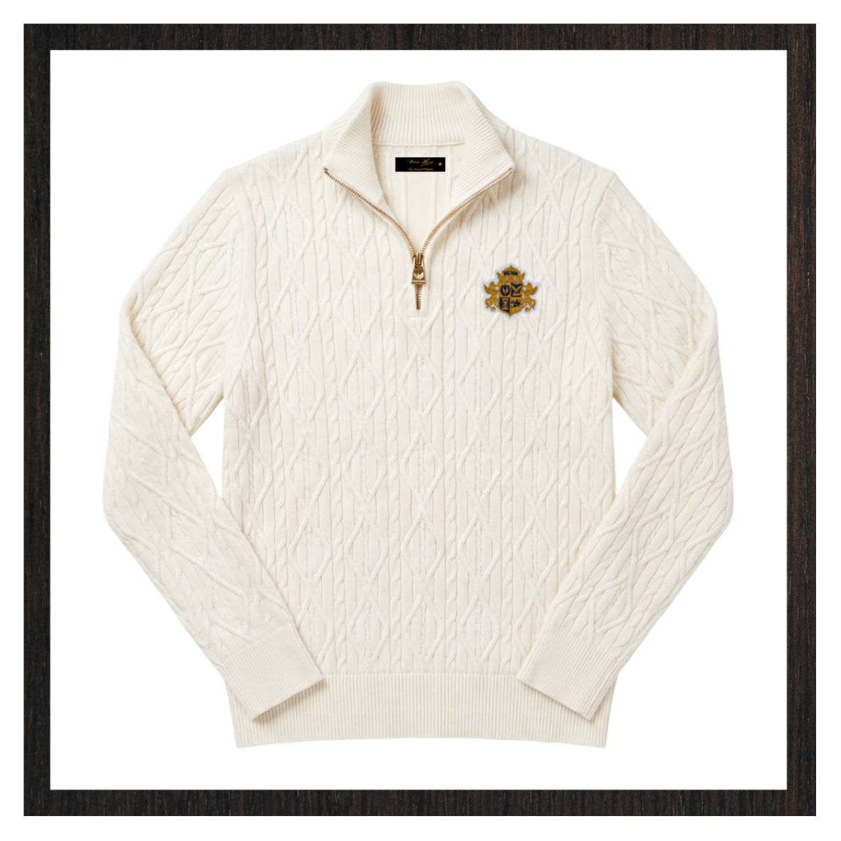 Diamond Cable-Knit Quarter Zip Jumper