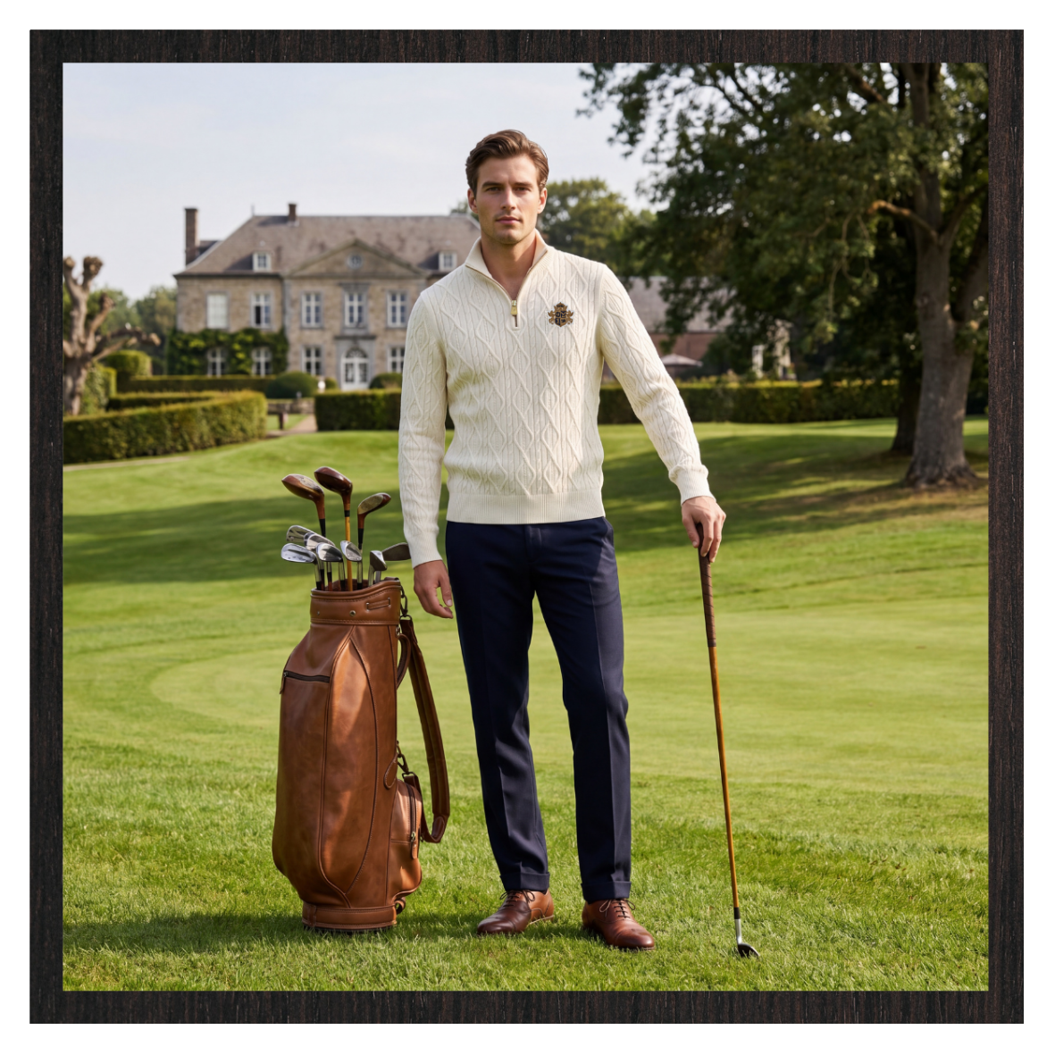 Diamond Cable-Knit Quarter Zip Jumper